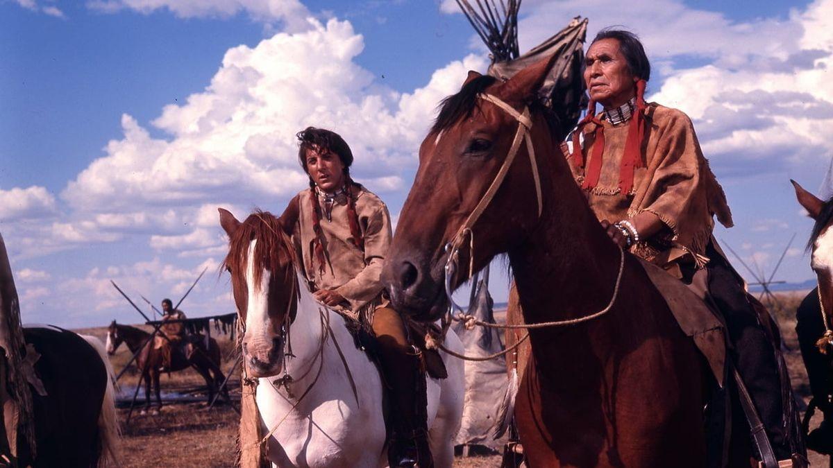 Nathan Chasing Horse early film appearance in western movie