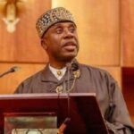 Editorial illustration of Rotimi Amaechi reacting to disputed ADC presidential primary results