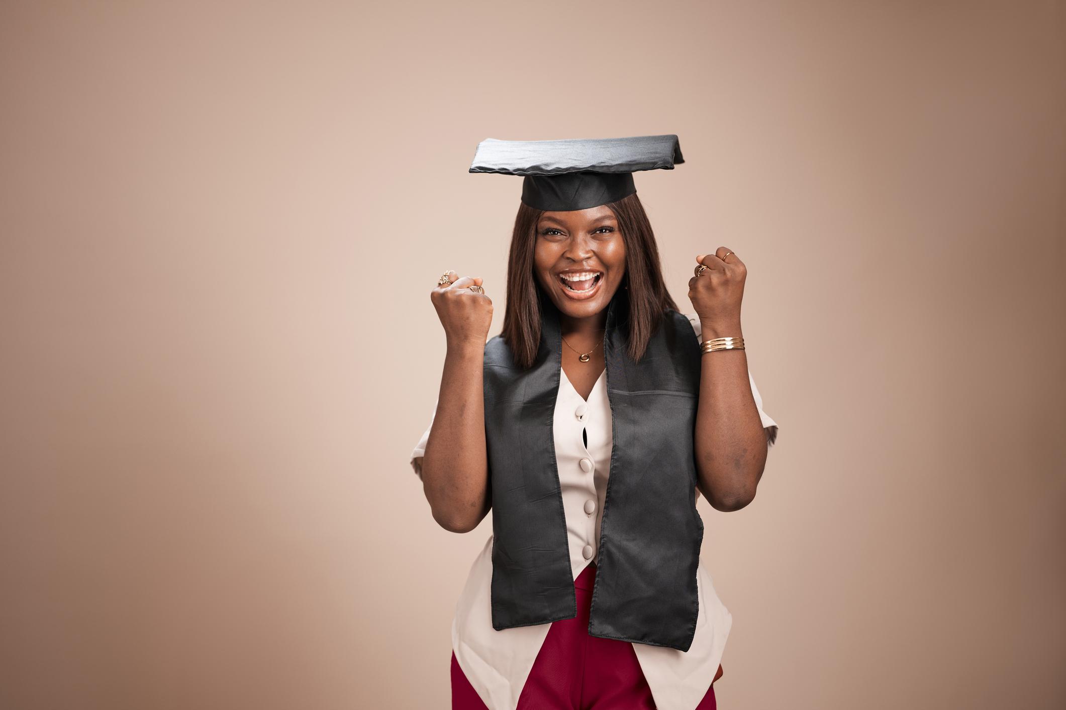 A female Nigerian student celebrating after emerging as the highest scorer in the 2026 UTME examination conducted by JAMB.