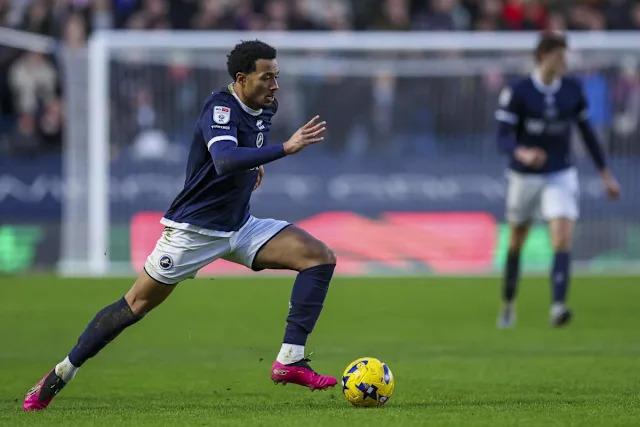 Femi Azeez in action for Millwall during the Championship season