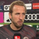 Harry Kane reacting ahead of the UEFA Champions League final between Arsenal and PSG