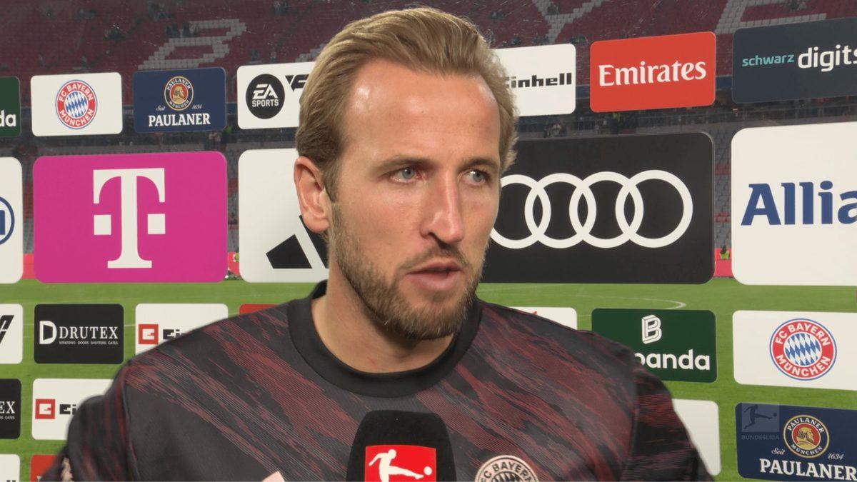 Harry Kane reacting ahead of the UEFA Champions League final between Arsenal and PSG