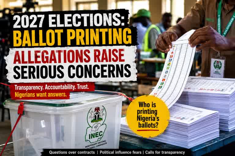 INEC ballot papers and election materials during printing process as concerns grow over alleged political influence ahead of Nigeria’s 2027 elections.