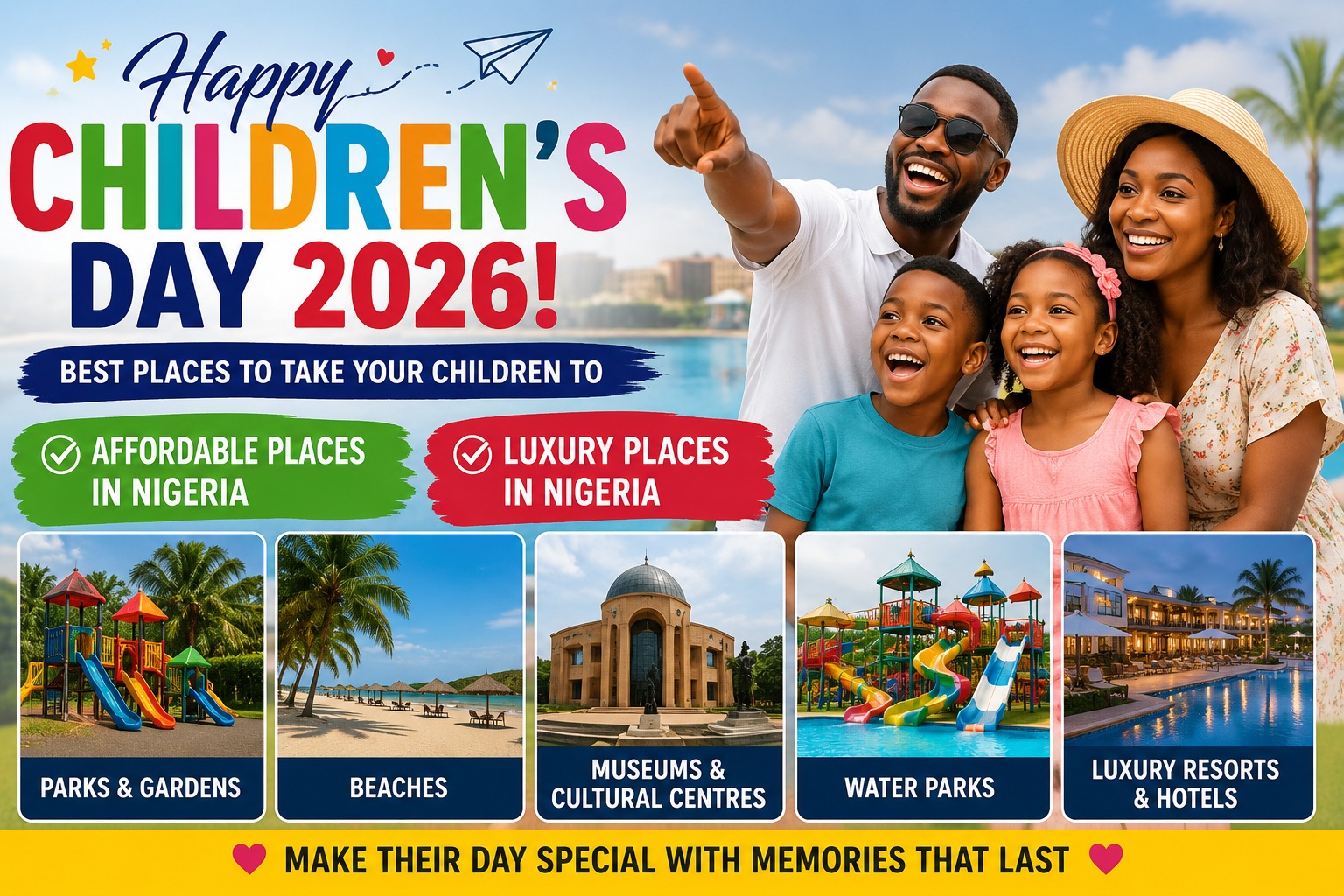 Families and children enjoying outdoor fun activities during Children’s Day celebration in Nigeria