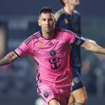 Lionel Messi celebrating during Inter Miami’s victory over FC Cincinnati