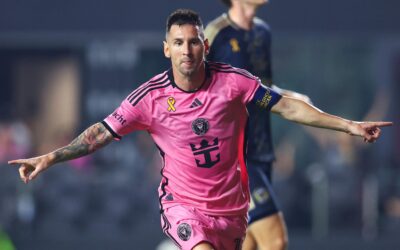Lionel Messi celebrating during Inter Miami’s victory over FC Cincinnati