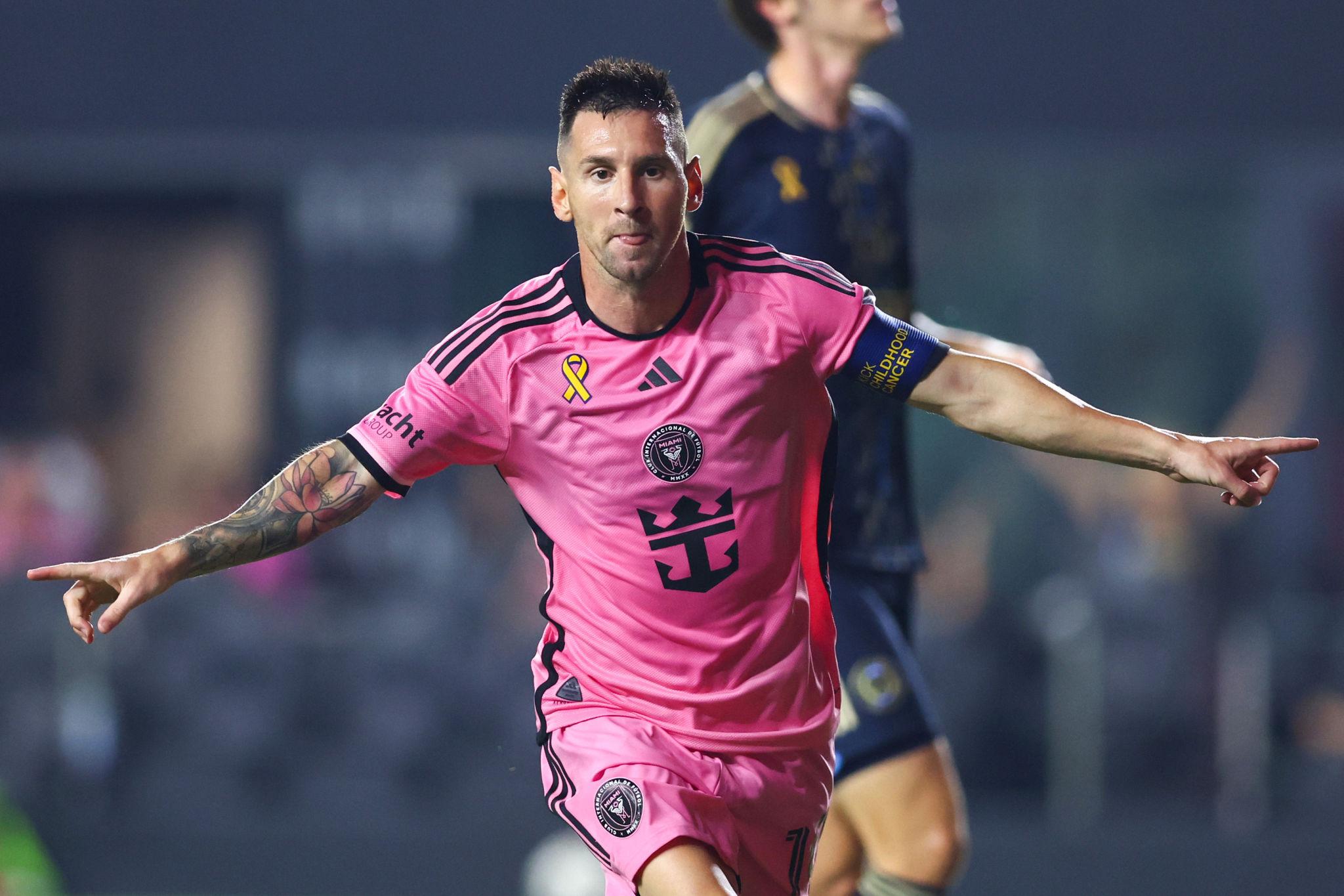 Lionel Messi celebrating during Inter Miami’s victory over FC Cincinnati