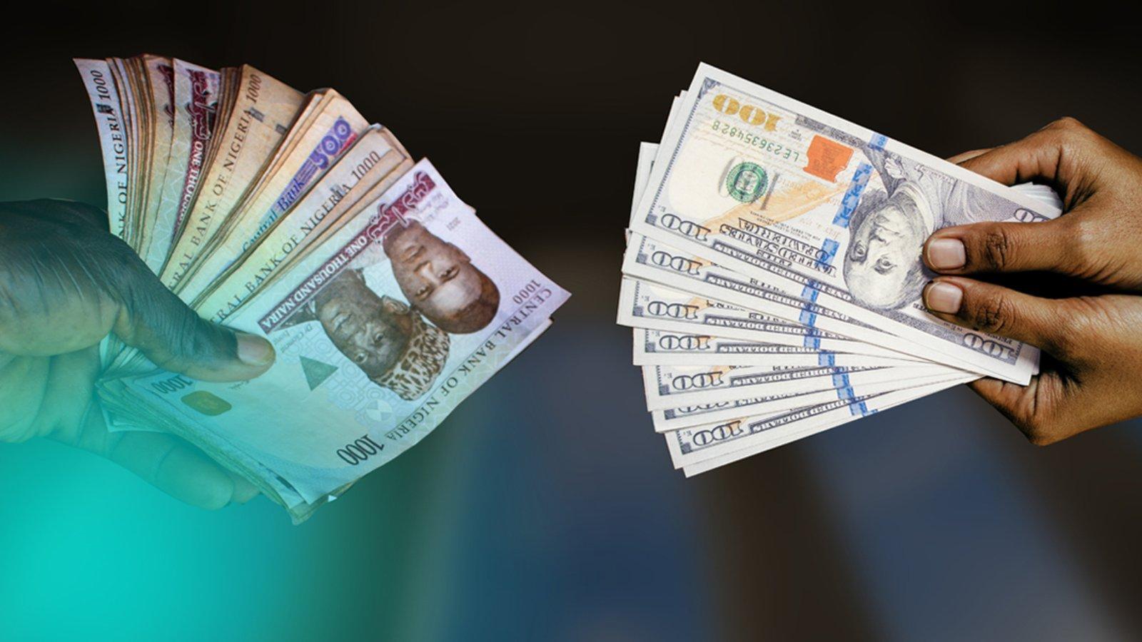 Nigerian Naira and US dollar exchange rate illustration
