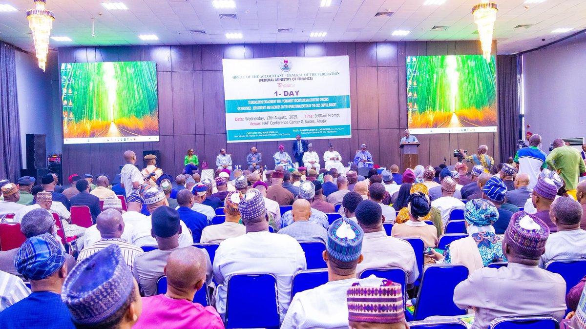 Nigerian government officials during a budget and infrastructure meeting