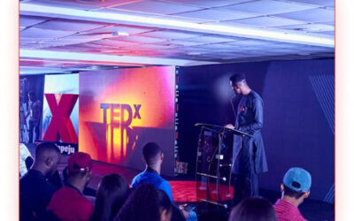 Boluwatife Balogun Champz delivering confident TEDx speech at Grange School Lagos event