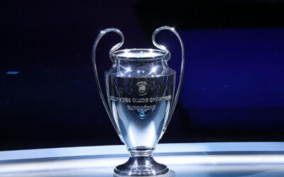 UEFA Champions League trophy before major football match