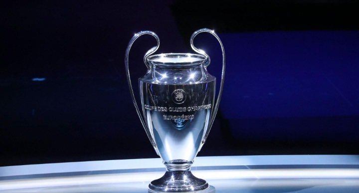 UEFA Champions League trophy before major football match