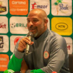 Super Eagles coach Eric Chelle discussing Victor Osimhen and Ademola Lookman absence