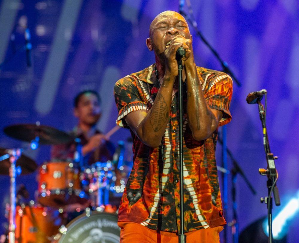 Seun Kuti performing Afrobeat music on stage