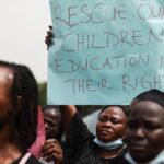 Oyo teachers protesting in Ibadan over kidnapped students and teachers