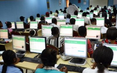 Nigerian students taking the UTME examination at a CBT centre