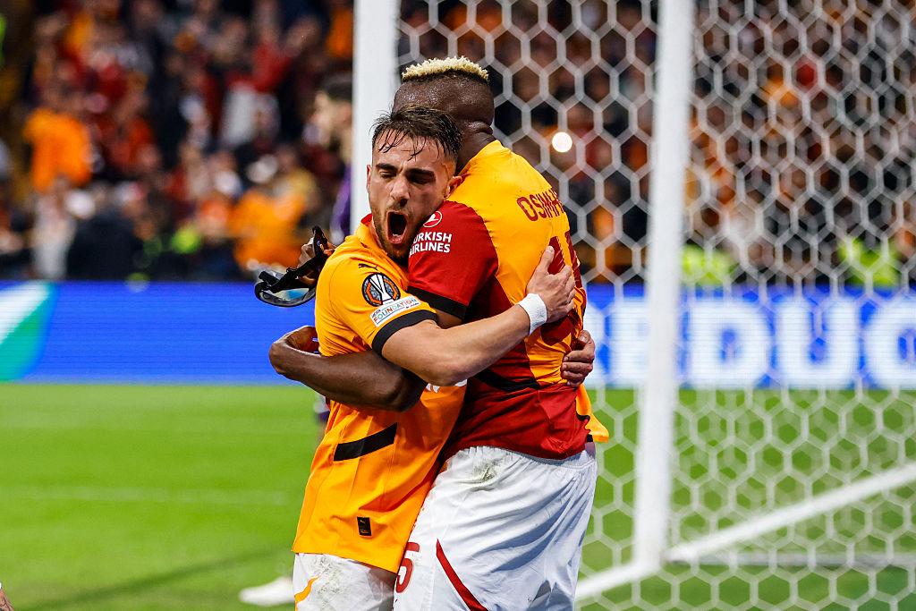 Victor Osimhen celebrates during a Galatasaray match