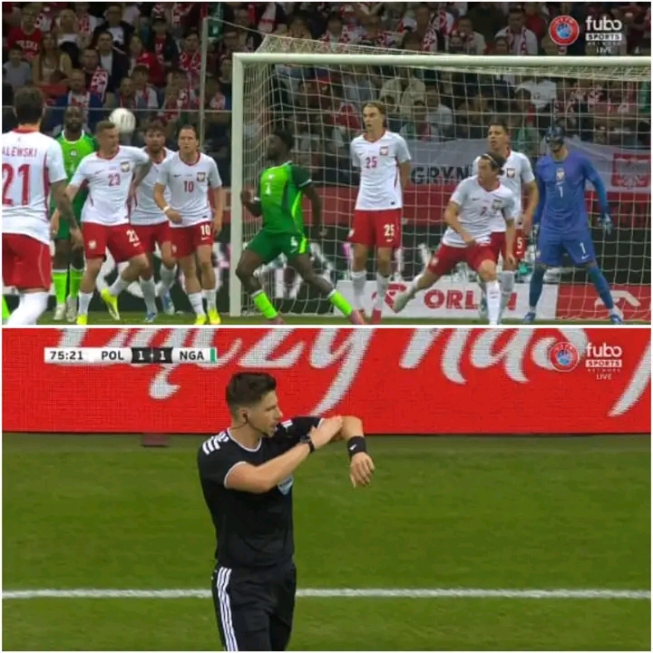 Nigeria players celebrate during a 2-2 international friendly draw against Poland.