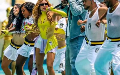 Burna Boy and Shakira performing during the FIFA World Cup 2026 opening ceremony at Estadio Azteca.