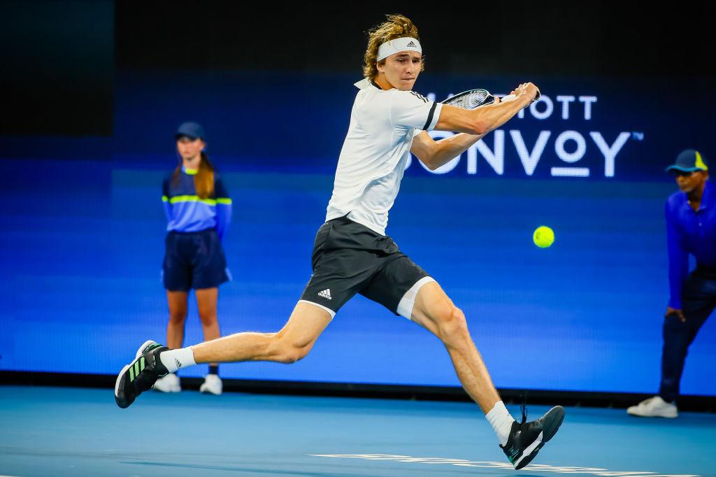 Alexander Zverev competing during a professional tennis match
