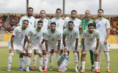 Algeria football team celebrates after winning 2026 World Cup match against Jordan