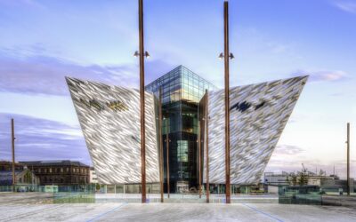 Belfast city skyline and historic landmarks in Northern Ireland