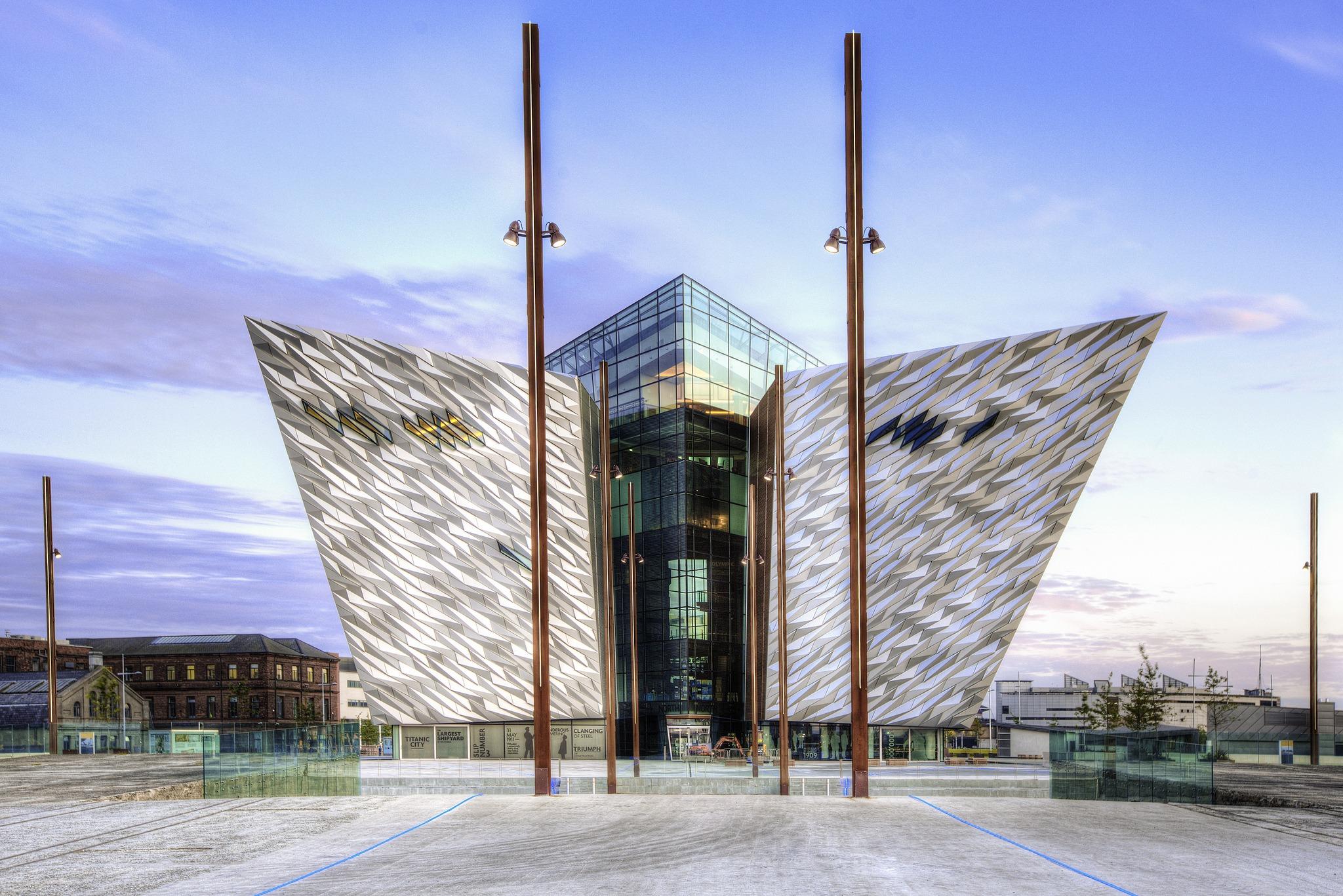 Belfast city skyline and historic landmarks in Northern Ireland