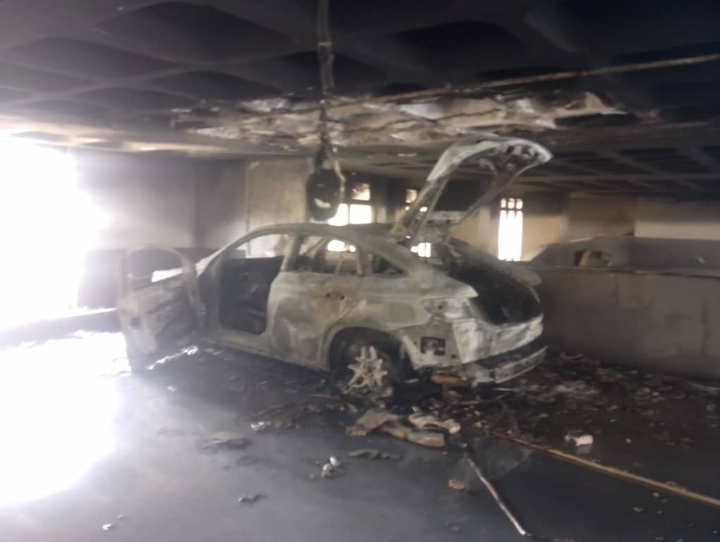 Firefighters respond after vehicle fire at Polaris Bank Tower in Lagos Island