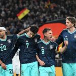 Germany players celebrate after Kai Havertz scores during the 7-1 World Cup 2026 victory over Curacao