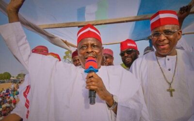 Former Kano State Governor Rabiu Musa Kwankwaso during a political gathering.