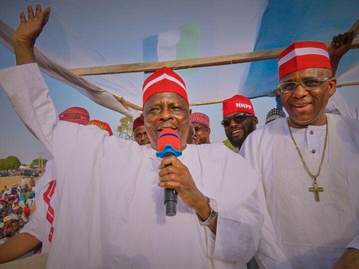 Former Kano State Governor Rabiu Musa Kwankwaso during a political gathering.