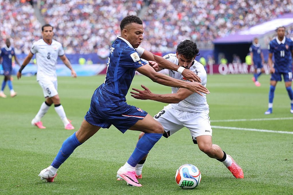 Kylian Mbappe celebrates scoring for France against Iraq at World Cup 2026