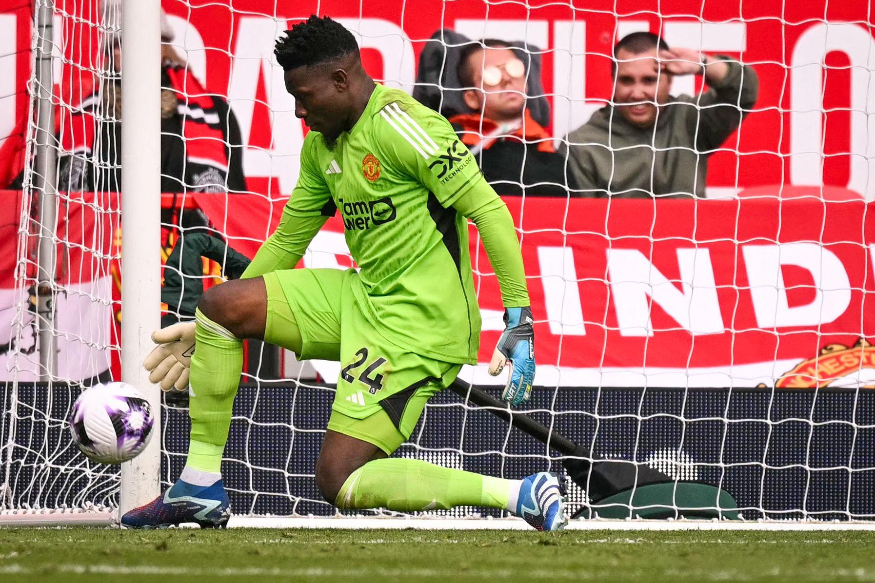 Manchester United goalkeeper Andre Onana during a football match.