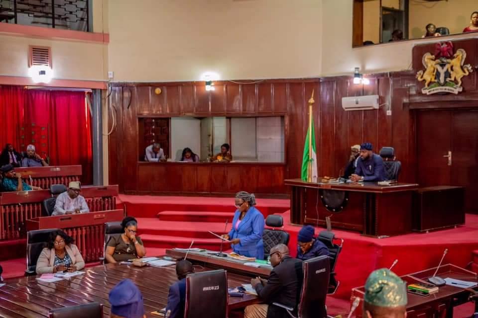 Oyo State House of Assembly building and lawmakers.