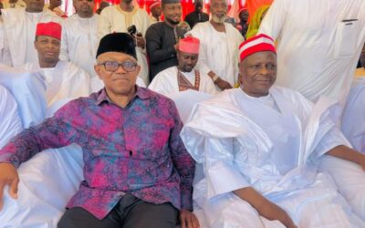 Peter Obi and Rabiu Musa Kwankwaso during a political gathering amid discussions about the future of the NDC.