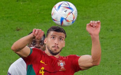 Ruben Dias playing football for Portugal.