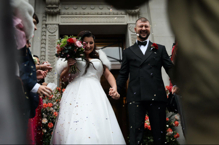 Dua Lipa and Callum Turner after their intimate London wedding ceremony
