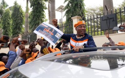 Human rights activist Omoyele Sowore participating in a protest in Abuja.