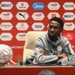 Super Eagles captain Wilfred Ndidi speaking during a press conference before Nigeria's friendly match against Portugal.